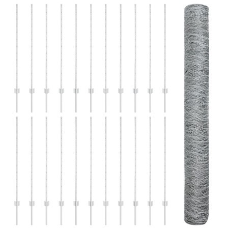 Poste de Cerca 22 pcs U-Channel 120 cm Acero Galvanizado,  Cerca Hexagonal 1.2x50 m Acero Galvanizado | Foro24.es | Tu tienda online para hogar, jardín y más Foro24.es