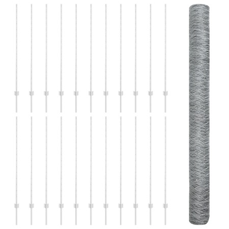 Postes de Cerca 22 pcs U-Channel 140 cm de Acero Galvanizado,  Cerca Hexagonal 1.4x50 m de Acero Galvanizado | Foro24.es | Tu tienda online para hogar, jardín y más Foro24.es