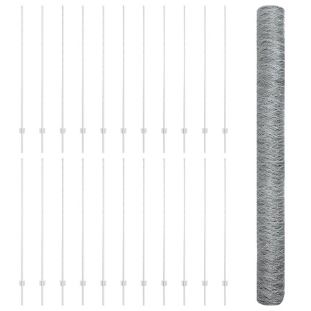 Postes de Valla  22 pcs U-Channel 160 cm Acero Galvanizado, Valla Hexagonal  1.6x50 m Acero Galvanizado | Foro24.es | Tu tienda online para hogar, jardín y más Foro24.es