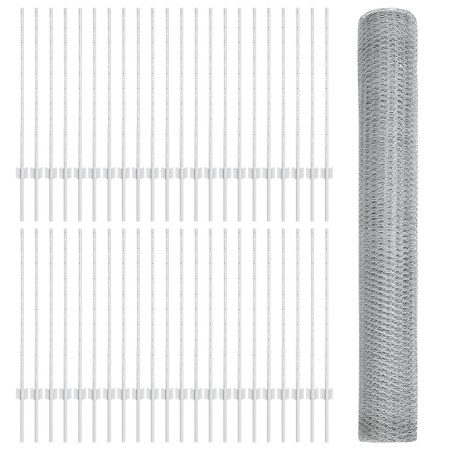 Postes de Valla  22 pcs U-Channel 100 cm Acero Galvanizado, Valla Hexagonal  1x100 m Acero Galvanizado | Foro24.es | Tu tienda online para hogar, jardín y más Foro24.es