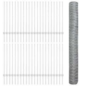 Poste de Cerca 22 pcs U-Channel 100 cm Acero Galvanizado, Cerca Hexagonal 1x100 m Acero Galvanizado de , Postes de cerca - Re...