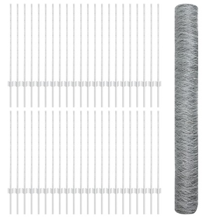 Poste de Cerca 22 pcs U-Channel 100 cm Acero Galvanizado, Cerca Hexagonal 1x100 m Acero Galvanizado de , Postes de cerca - Re...