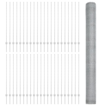 Posts de Cerca 22 pcs U-Channel 140 cm Acero Galvanizado, Cerca Hexagonal 1,4x100 m Acero Galvanizado de , Postes de cerca - ...
