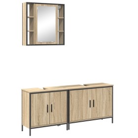 Juego de Muebles de Baño de 3 Piezas de Roble Sonoma de Madera Elaborada de , Tocadores de baño - Ref: Foro24-3345134, Precio...