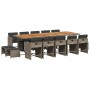 Set comedor de jardín con cojines 15 pzas ratán sintético gris en Conjuntos de jardín | Comprar online en Foru.es