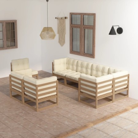 Muebles de jardín 8 pzas y cojines madera maciza pino de vidaXL, Conjuntos de jardín - Ref: Foro24-3076717, Precio: 980,37 €,...