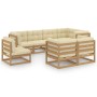 Muebles de jardín 8 pzas y cojines madera maciza pino de vidaXL, Conjuntos de jardín - Ref: Foro24-3076717, Precio: 980,37 €,...