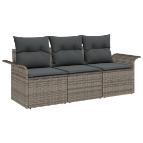 Juego de Sofá de Jardín de 3 Piezas con Cojines Gris Ratán Poliéster de , Sofás de exterior - Ref: Foro24-3345219, Precio: 22...
