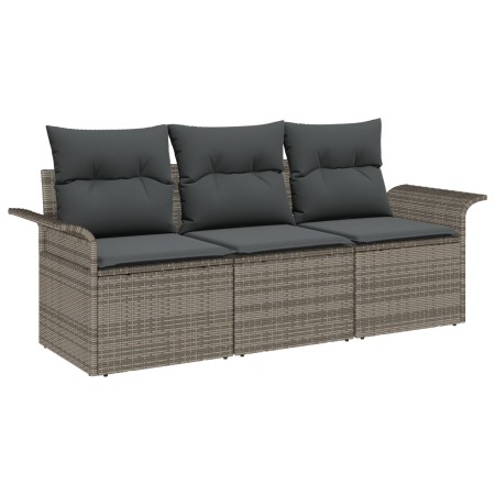 Juego de Sofá de Jardín de 3 Piezas con Cojines Gris Ratán Poliéster de , Sofás de exterior - Ref: Foro24-3345219, Precio: 22...