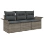 Juego de Sofá de Jardín de 3 Piezas con Cojines Gris Ratán Poliéster de , Sofás de exterior - Ref: Foro24-3345219, Precio: 22...