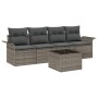 Conjunto de Sofá de Jardín de 5 Piezas con Cojines Gris Poliratán de , Sofás de exterior - Ref: Foro24-3345229, Precio: 317,5...