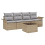 Juego de Sofá de Jardín de 5 Piezas con Cojines Beige de Ratán Sintético de , Sofás de exterior - Ref: Foro24-3345230, Precio...