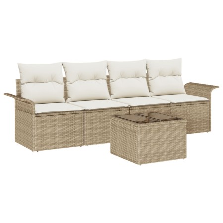 Conjunto de Sofá de Jardín de 5 Piezas con Cojines Beige Poliratán de , Sofás de exterior - Ref: Foro24-3345231, Precio: 337,...