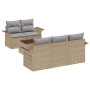Conjunto de Sofás de Jardín de 6 Piezas con Cojines Beige Polirratán de , Sofás de exterior - Ref: Foro24-3345240, Precio: 45...