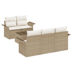 Juego de Sofás de Jardín de 6 Piezas con Cojines Beige de Poliratán de , Sofás de exterior - Ref: Foro24-3345241, Precio: 455...