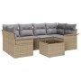 Juego de Sofá de Jardín de 7 Piezas con Cojines Beige de Poliratán de , Sofás de exterior - Ref: Foro24-3345260, Precio: 460,...