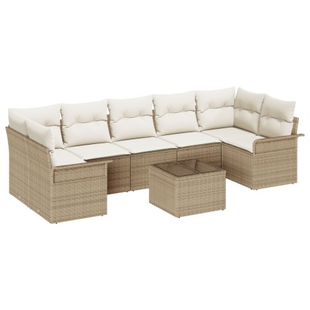 Juego de Sofá de Jardín de 8 Piezas con Cojines de Ratán Poliéster Beige de , Sofás de exterior - Ref: Foro24-3345281, Precio...
