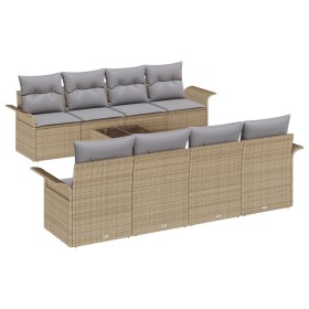 Juego de Sofá de Jardín de 9 Piezas con Cojines Beige de Ratán Poliéster de , Sofás de exterior - Ref: Foro24-3345290, Precio...
