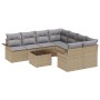 Set de Sofá de Jardín de 9 Piezas con Cojines Beige Ratán Poli de , Sofás de exterior - Ref: Foro24-3345300, Precio: 573,41 €...