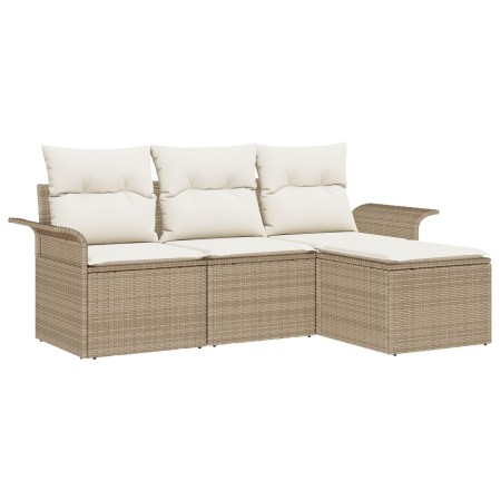 Conjunto de Sofá de Jardín de 4 Piezas con Cojines Beige Poliratán de , Sofás de exterior - Ref: Foro24-3345311, Precio: 282,...