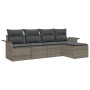 Juego de Sofá de Jardín de 5 Piezas con Cojines Gris de Poliratán de , Sofás de exterior - Ref: Foro24-3345319, Precio: 307,2...