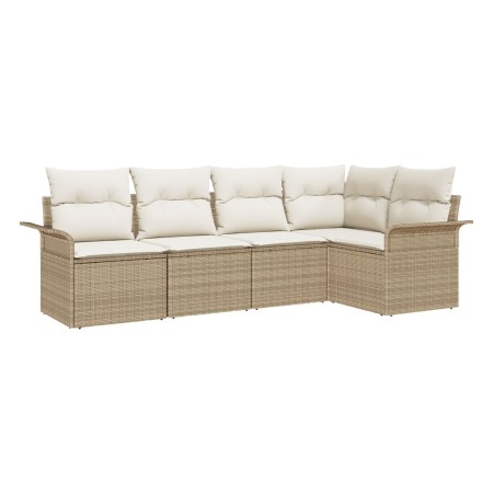 Juego de Sofás de Jardín de 5 Piezas con Cojines Beige Ratán Polimérico de , Sofás de exterior - Ref: Foro24-3345361, Precio:...
