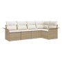 Juego de Sofás de Jardín de 5 Piezas con Cojines Beige Ratán Polimérico de , Sofás de exterior - Ref: Foro24-3345361, Precio:...