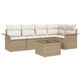 Conjunto de Sofá de Jardín de 6 Piezas con Cojines de Ratán Poliéster Marrón de , Sofás de exterior - Ref: Foro24-3345371, Pr...