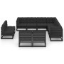 Set de muebles de jardín 11 pzas con cojines madera pino negro de vidaXL, Conjuntos de jardín - Ref: Foro24-3076938, Precio: ...