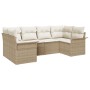 Juego de Sofá de Jardín de 6 Piezas con Cojines Beige Poliratán de , Sofás de exterior - Ref: Foro24-3345501, Precio: 436,92 ...