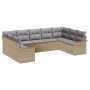 Conjunto de Sofás de Jardín de 9 Piezas con Cojines Beige Ratán Poliéster de , Sofás de exterior - Ref: Foro24-3345520, Preci...