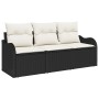 Set de sofá de jardín de 3 piezas con cojines negros de poliratán de , Sofás de exterior - Ref: Foro24-3345557, Precio: 220,2...