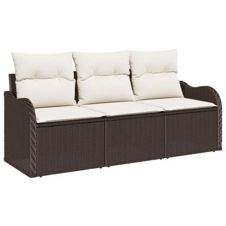 Set de Sofá de Jardín de 3 Piezas con Cojines Marrón Rattan Poli de , Sofás de exterior - Ref: Foro24-3345558, Precio: 221,95...
