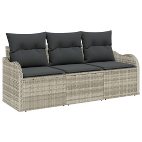 Juego de Sofá de Jardín de 3 piezas con Cojines Gris Claro Poliratán de , Sofás de exterior - Ref: Foro24-3345562, Precio: 22...