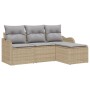 Conjunto de Sofá de Jardín  de 4 Piezas con Almohadas Beige Ratán PE, Sofá de Jardín  de 2 Plazas con Almohadas Beige Ratán PE | Foro24.es | Tu tienda online para hogar, jardín y más Foro24.es