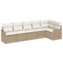 Sofá de Jardín de 6 Piezas con Cojines Ratán Beige, Sofá de Jardín de 2 Plazas con Cojines Ratán Beige de , Sofás de exterior...