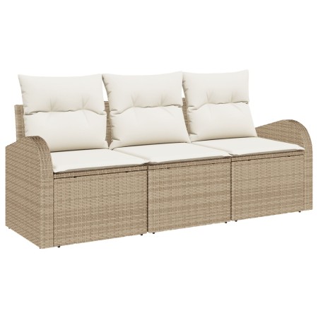 Juego de Sofá de Jardín de 3 Piezas con Cojines Beige Poliratán de , Sofás de exterior - Ref: Foro24-3345901, Precio: 224,27 ...