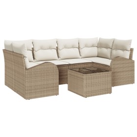 Conjunto de 7 piezas de sofá de jardín con cojines beige de polirratán de , Sofás de exterior - Ref: Foro24-3345941, Precio: ...