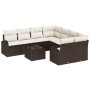 Conjunto de Sofás de Jardín de 9 Piezas con Cojines de Ratán y Poliéster Marrón de , Sofás de exterior - Ref: Foro24-3345978,...
