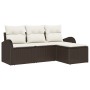 Set de sofá de jardín de 4 piezas con cojines de ratán sintético marrón de , Sofás de exterior - Ref: Foro24-3345988, Precio:...