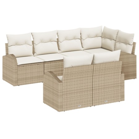Juego de Sofá de Jardín de 7 Piezas con Cojines Beige Ratán de Poliéster de , Sofás de exterior - Ref: Foro24-3346081, Precio...