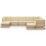 Set de muebles de jardín 9 pzs cojines madera pino marrón miel de vidaXL, Conjuntos de jardín - Ref: Foro24-3076807, Precio: ...