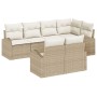 Juego de Sofá de Jardín de 7 Piezas con Cojines Beige Ratán de Poliéster de , Sofás de exterior - Ref: Foro24-3346081, Precio...