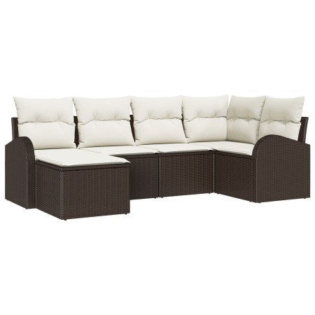 Conjunto de Sofá de Jardín de 6 Piezas con Cojines Marrón Poliratán de , Sofás de exterior - Ref: Foro24-3346108, Precio: 395...