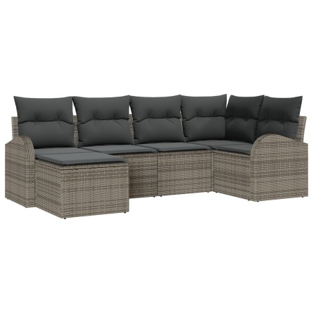 Conjunto de Sofá de Jardín de 6 Piezas con Cojines Gris Poliratán de , Sofás de exterior - Ref: Foro24-3346109, Precio: 379,7...