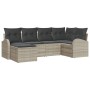 Conjunto de Sofás de Jardín de 6 piezas con Cojines en Ratán Poliéster Gris Claro de , Sofás de exterior - Ref: Foro24-334611...