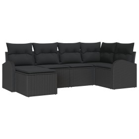 Conjunto de Sofá de Jardín de 6 Piezas con Cojines Negro Ratán Poliéster de , Sofás de exterior - Ref: Foro24-3346113, Precio...