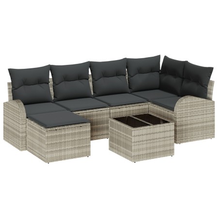 Conjunto de Sofá de Jardín de 7 Piezas con Cojines Gris de Ratán Sintético de , Sofás de exterior - Ref: Foro24-3346122, Prec...