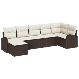Conjunto de Sofá de Jardín de 7 Piezas con Cojines Marrón de Poliratán de , Sofás de exterior - Ref: Foro24-3346128, Precio: ...