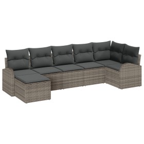 Conjunto de sofá de jardín de 7 piezas con cojines gris de poliratán de , Sofás de exterior - Ref: Foro24-3346129, Precio: 43...